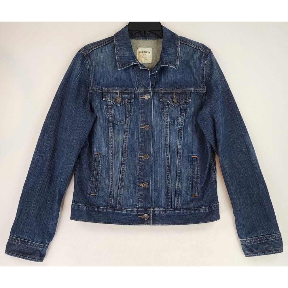 Old Navy Jean Jacket Womens Large Blue Denim Classic Southwestern Button Up